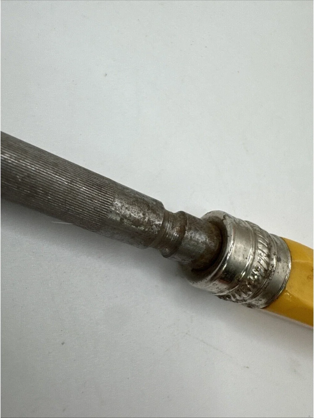 Vintage Butterscotch Bakelite Handle Honing Steel Knife Sharpener MCM 11.25”